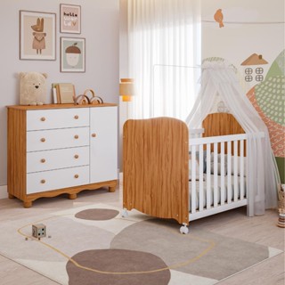 Quarto de Bebê Completo Berço Americano Uli Cômoda 1 Porta 4 Gavetas 100% MDF Junior em Oferta na Shopee