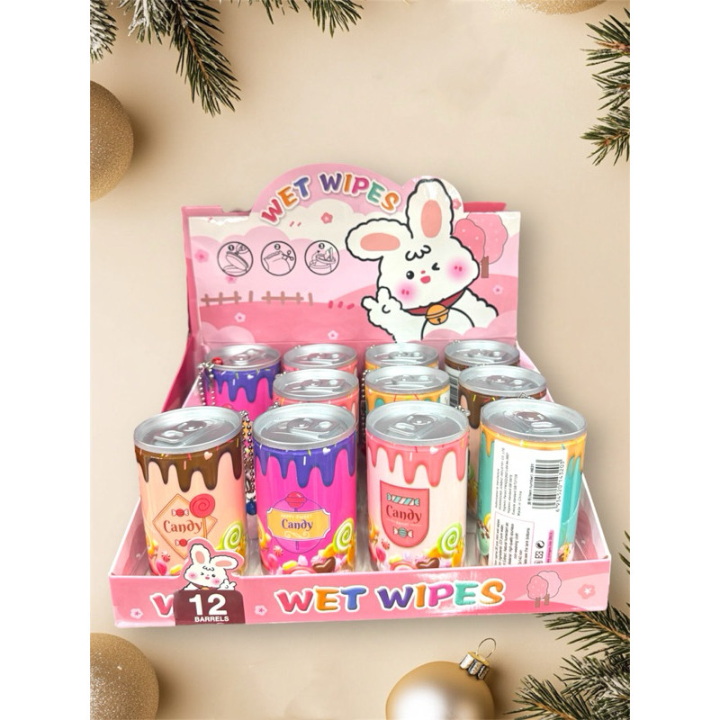 Latinha Fofa Lenços Umedecidos Estampas Variadas Colecionável Mini Conveniente Portátil Chaveiro