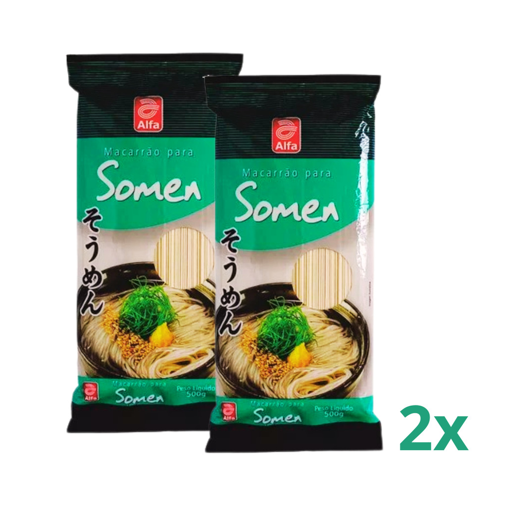 2X Pacotes de Macarrão Oriental Somen 500g Alfa