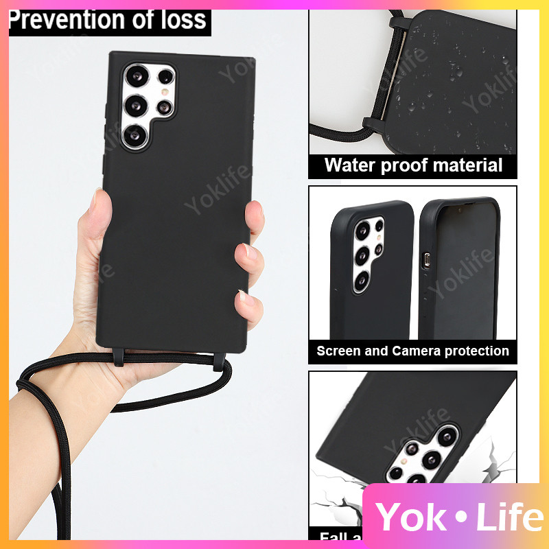 Para Samsung S8 S8Plus A12 A13 A22 A32 4G A33 A51 A52 A53 A71 A72 A73 5G Capa Macia Com Cordão À Prova De Poeira E Choqu