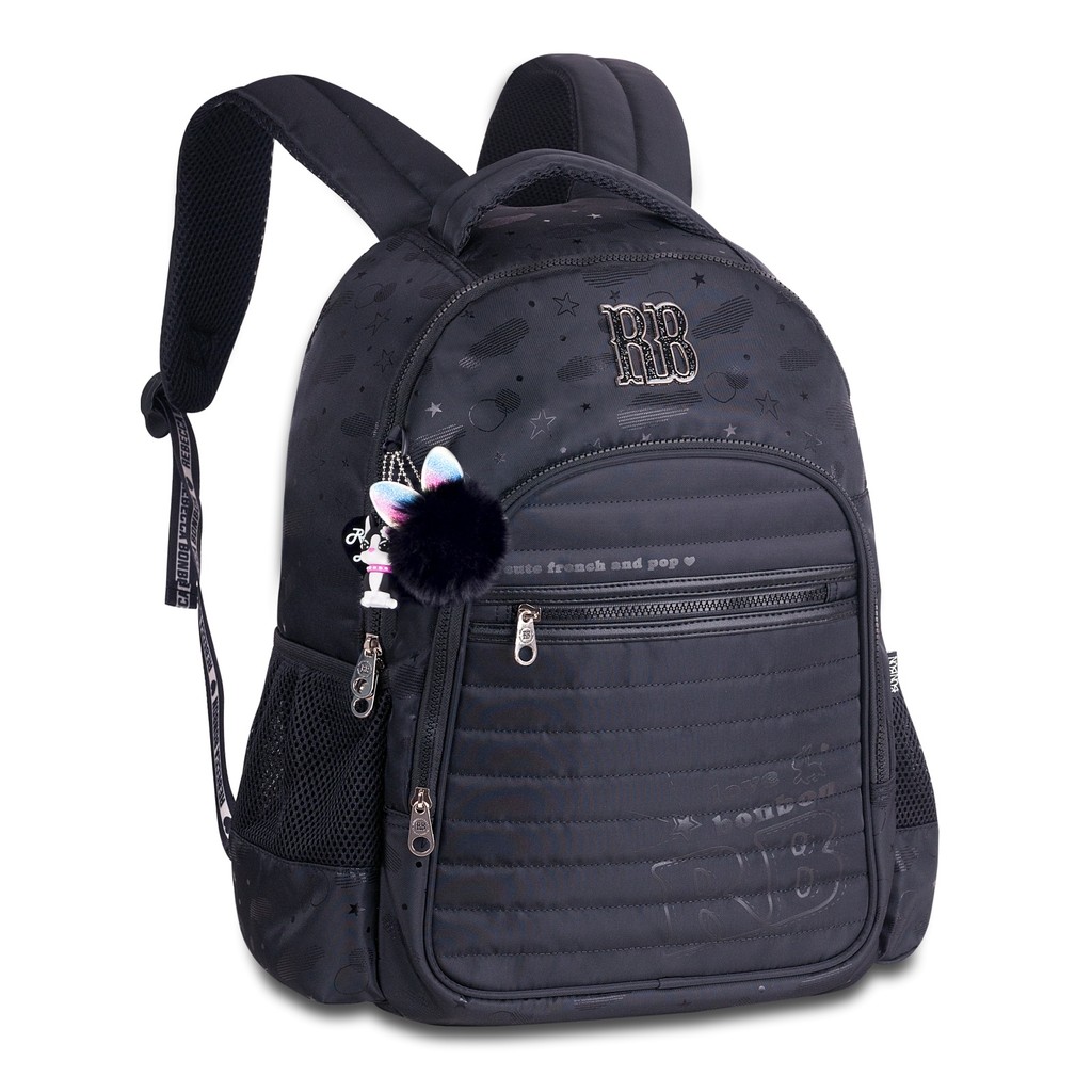 Mochila de Costas Rebecca Bonbon RB24589 Estampa Holográfica com Compartimento para Notebook e Bolso Antifurto