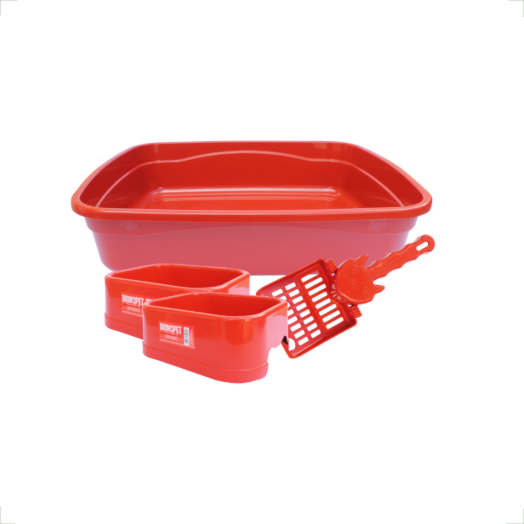 Kit Banheiro do Gato 04 peças Brinqpet - Vermelho - Pets