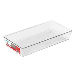 Cesto Organizador Plástico Multiuso G Clear 15,6cm Transparente Utti Ordene
