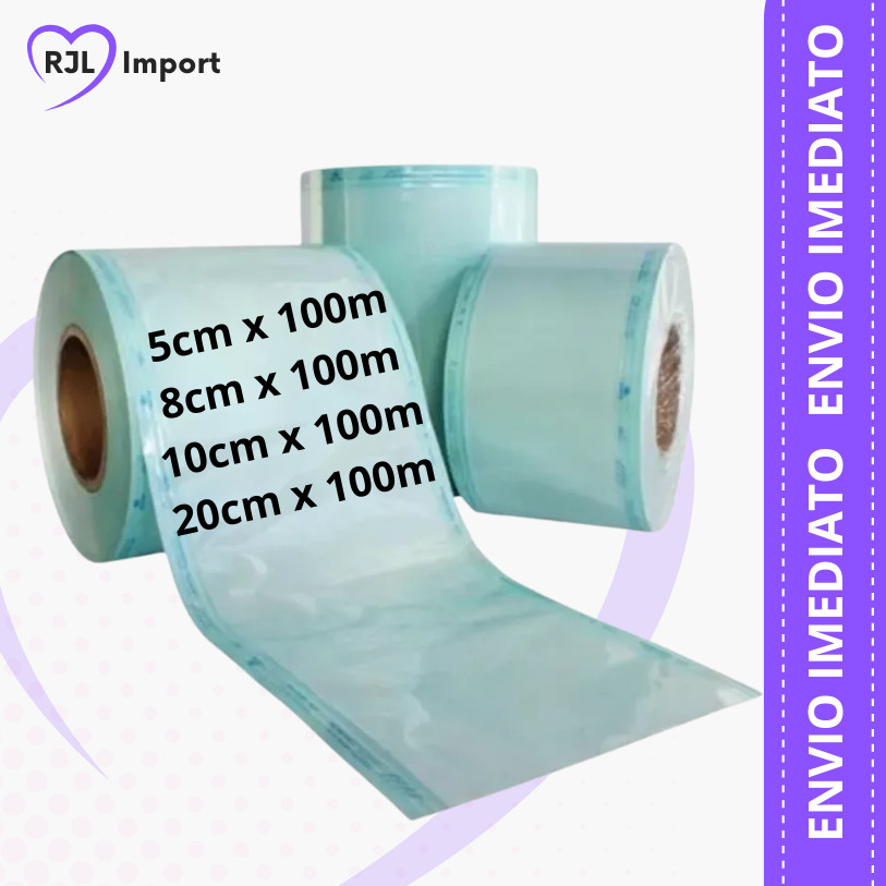 Flexpell Bobina Esterilizadora em Papel Grau Cirúrgico para Autoclave - Tamanhos de 5cm a 20cm