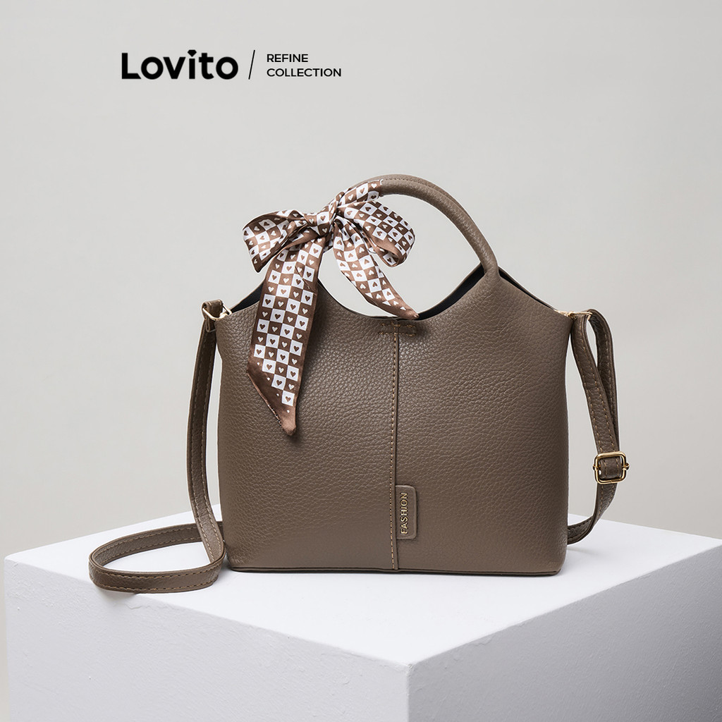 (KOL‘s pick) Lovito Bolsa casual simples tipo balde bolsa tiracolo de ombro para mulheres LFA53169 em Oferta na Shopee