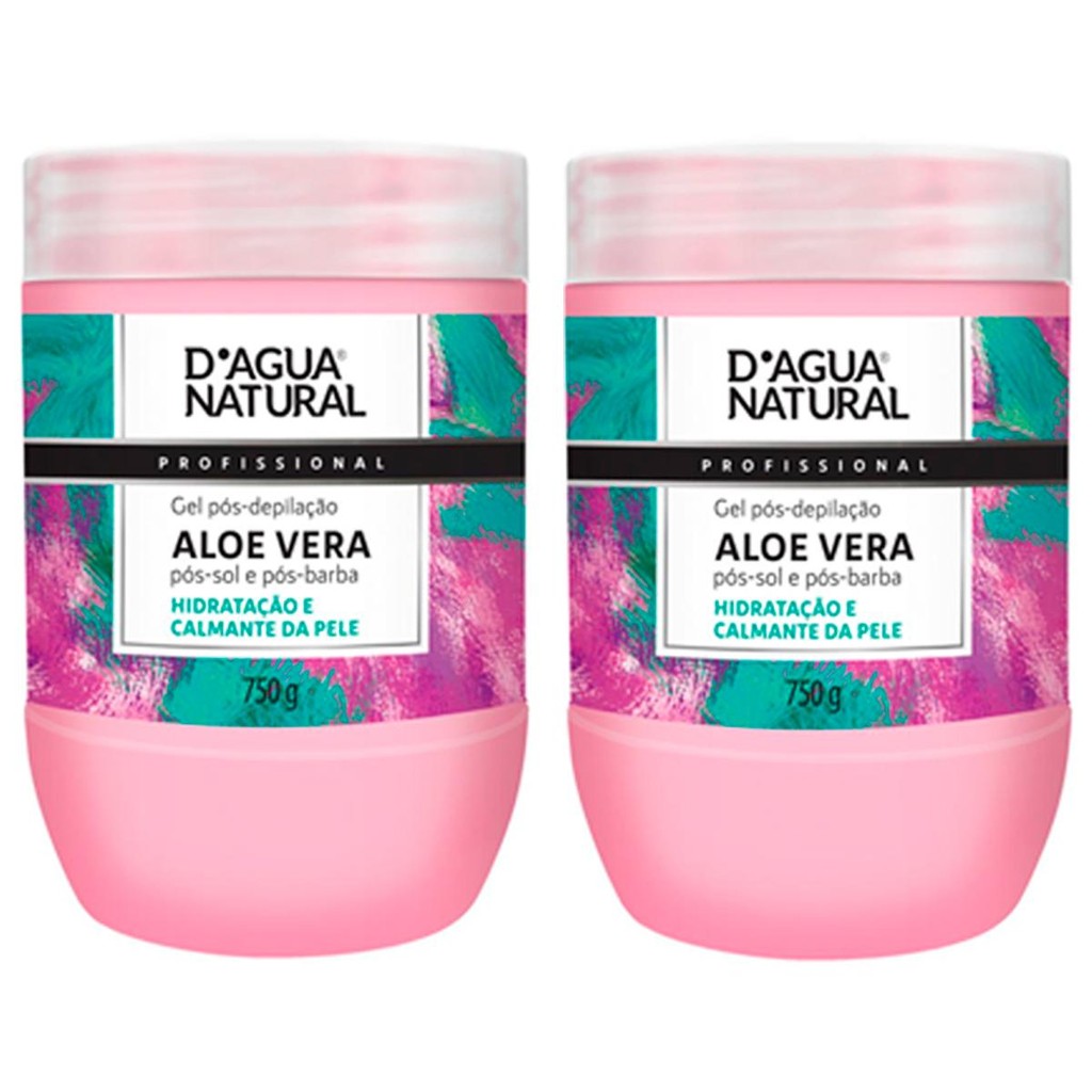 Imagem Kit 2 Unidades Gel Pós-Depilação Dagua Natural Aloe Vera Pós-Sol e Pós-Barba 750g