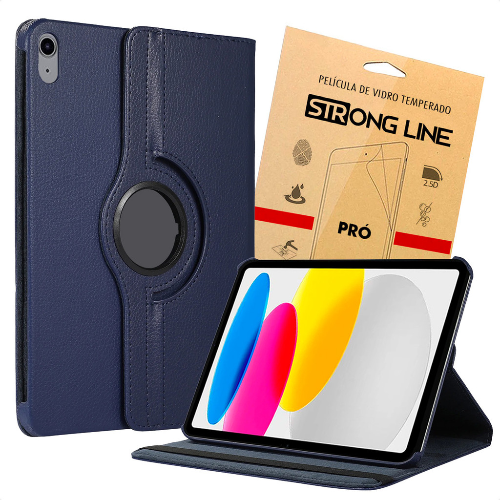 Capa Protetora 360º para iPad A16 11ª Geração + Película de Vidro Rotação Total e Acabamento Premium