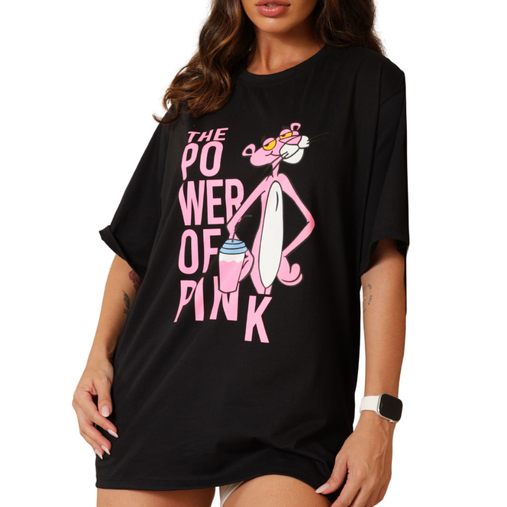 Roupa De Academia Feminina Blusa Feminina Estilosa Oversized Pantera Rosa Blusinha Feminina  Roupa de Academia