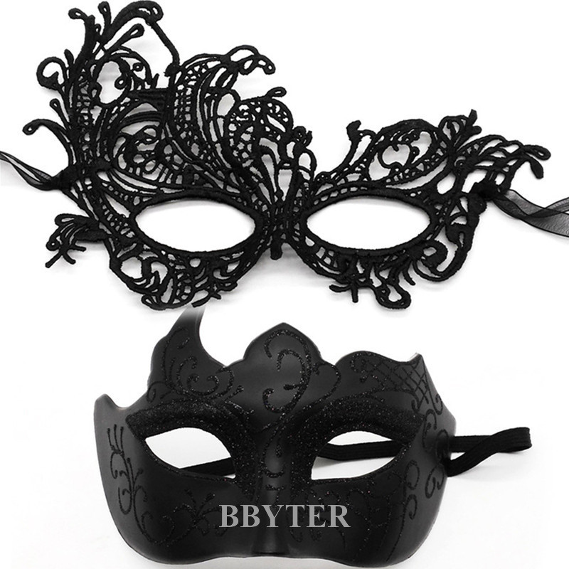 BBYTER Conjunto De 2 Peças De Máscara De Renda Preta Elegante Para Casais-Perfeito Festas Venezianas , Carnaval E Celebr