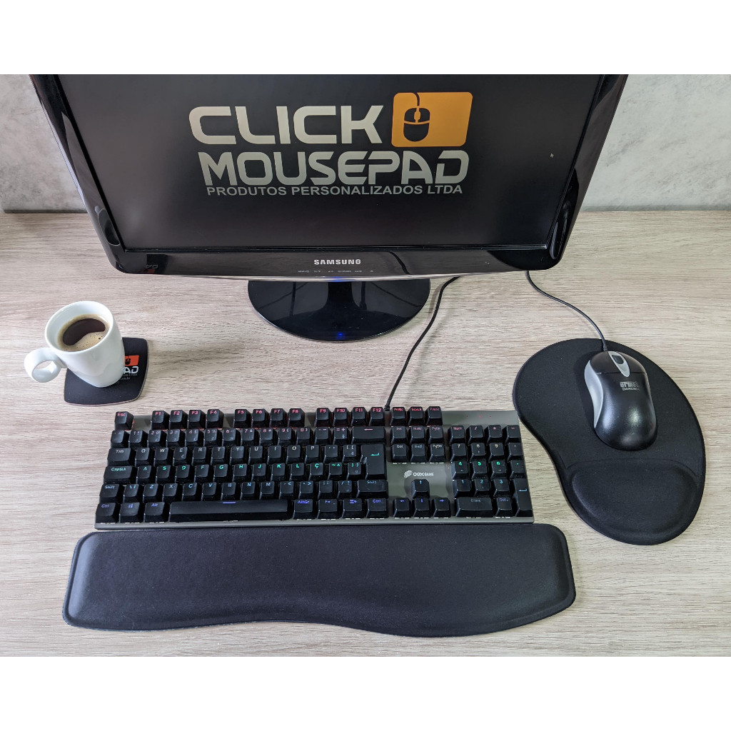 Mouse Pad (Ref. 102) + Apoio Teclado(Ref. 403) PRETO HOME OFFICE em Oferta na Shopee