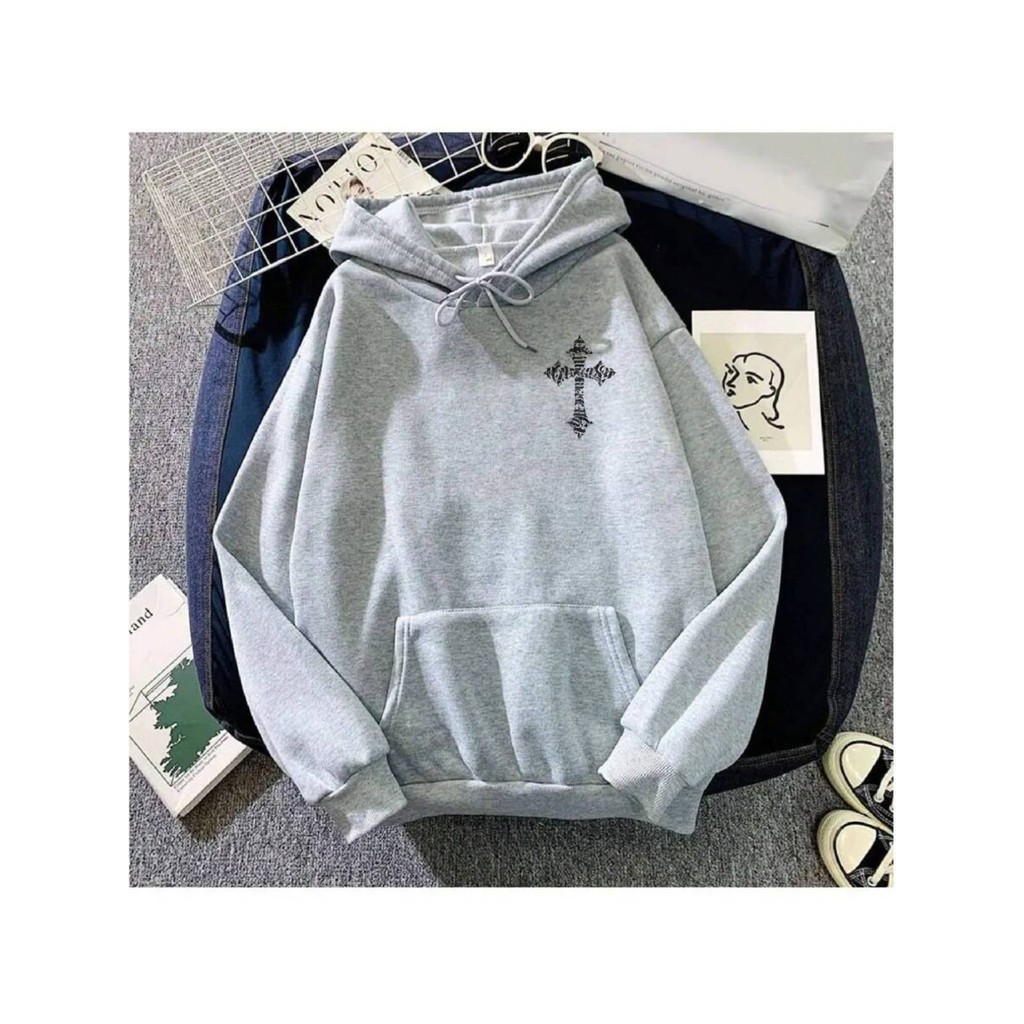 Blusa Frio Moletom Feminino Agasalho Casaco Jaqueta Capuz Bolso Cruz Streetwear Casaco sueter