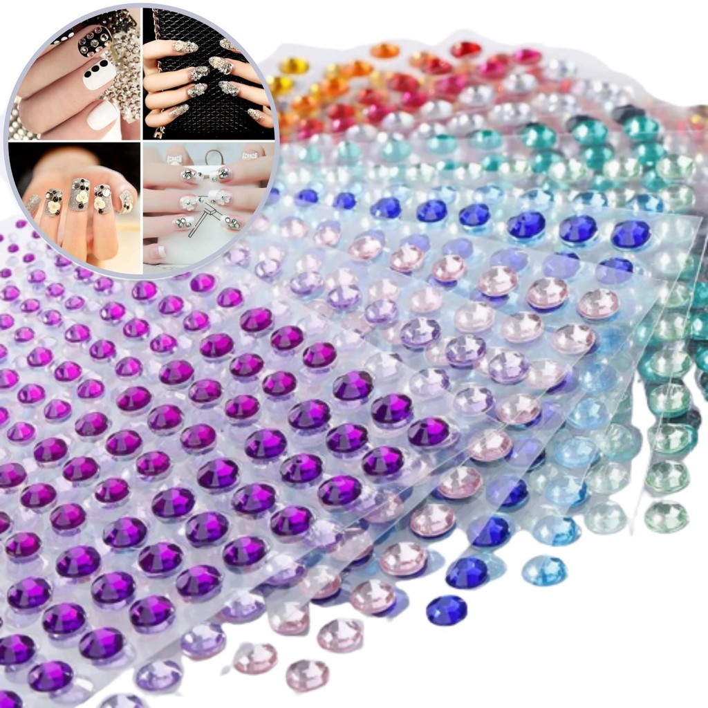 Cartela Adesiva De Strass 5mm, Cartela Com 273 Unidades, Strass Meia Pérola Adesivo, Strass Chaton Adesivado Nacarado em Oferta na Shopee