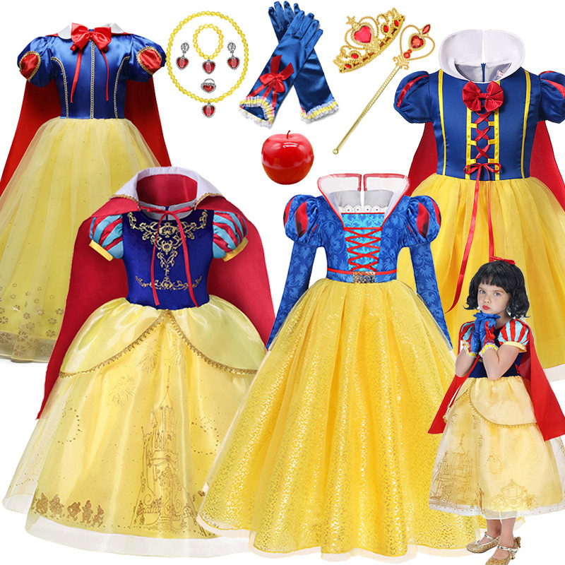 Meninas Princesa Vestido Branco De Neve Para Crianças Traje De Aniversário Rainha Vestidos Cosplay Roupas De Festa Traje