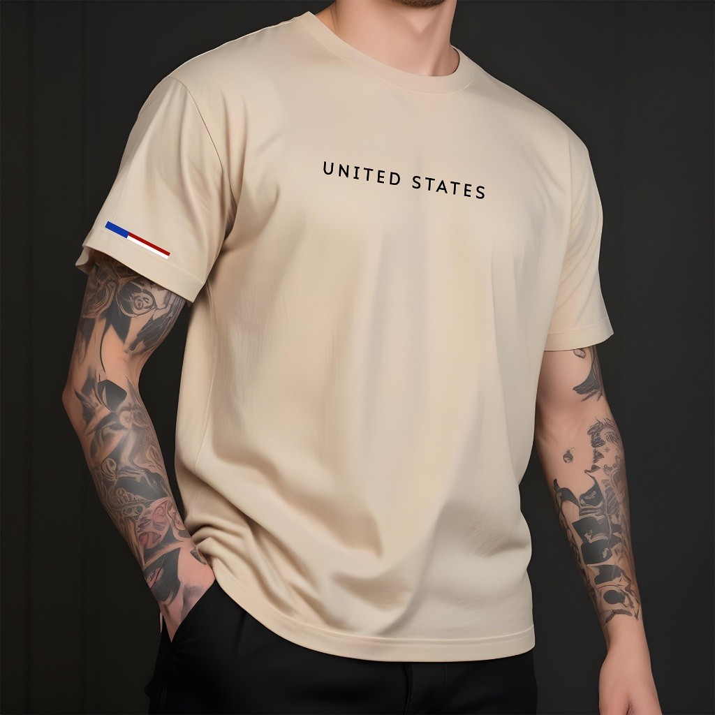 Camiseta Slim UNITED STATES Urban Camisa Street Wear Masculina 100% Algodão Gola Reforçada
