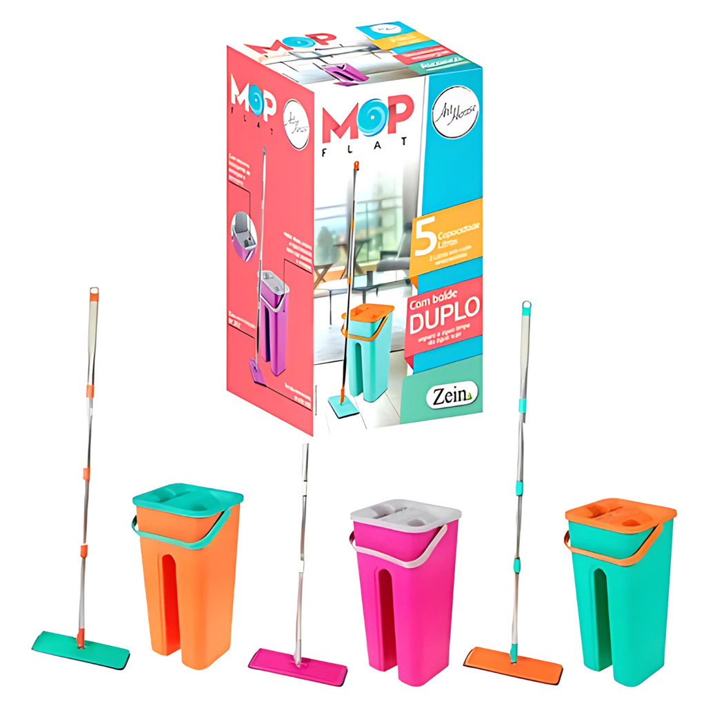 Mop Flat com Balde Duplo – Rodo Mágico 360° com 2 Refis Art House