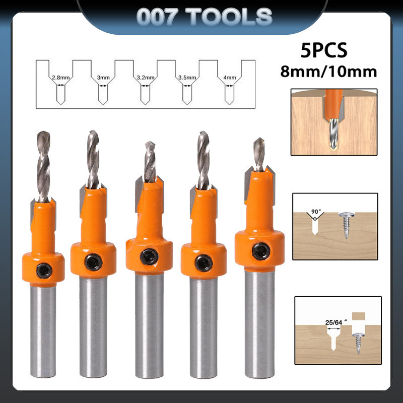 Kit Com 5 Broca/Fresa Escariador Para Madeira 8mm/10mm em Oferta na Shopee