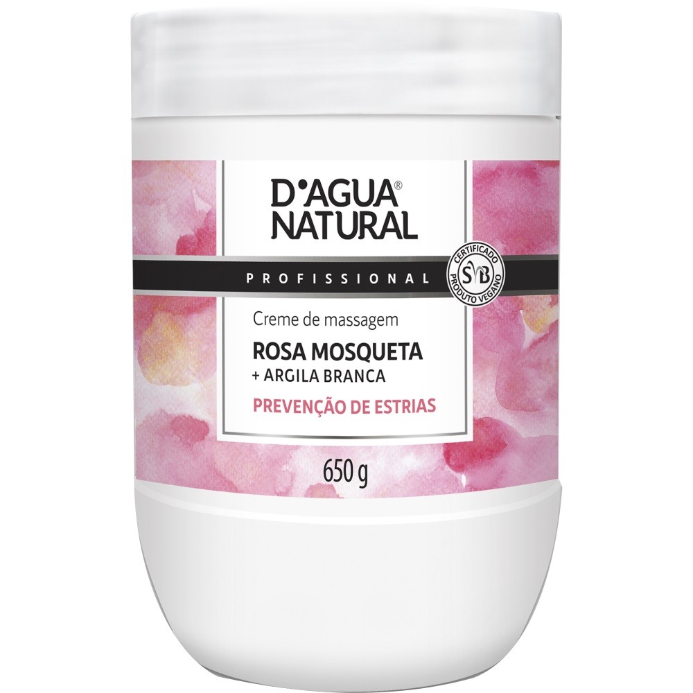 CREME MASSAGEM PARA GESTANTE ROSA MOSQUETA 650G D'ÁGUA NATURAL