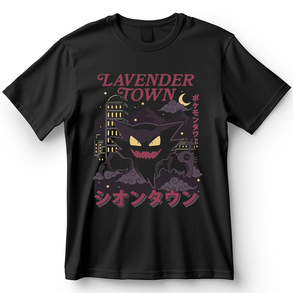 Camisa Haunter Lavender Town Pokemon Blusa Camiseta de Anime 100% Algodão