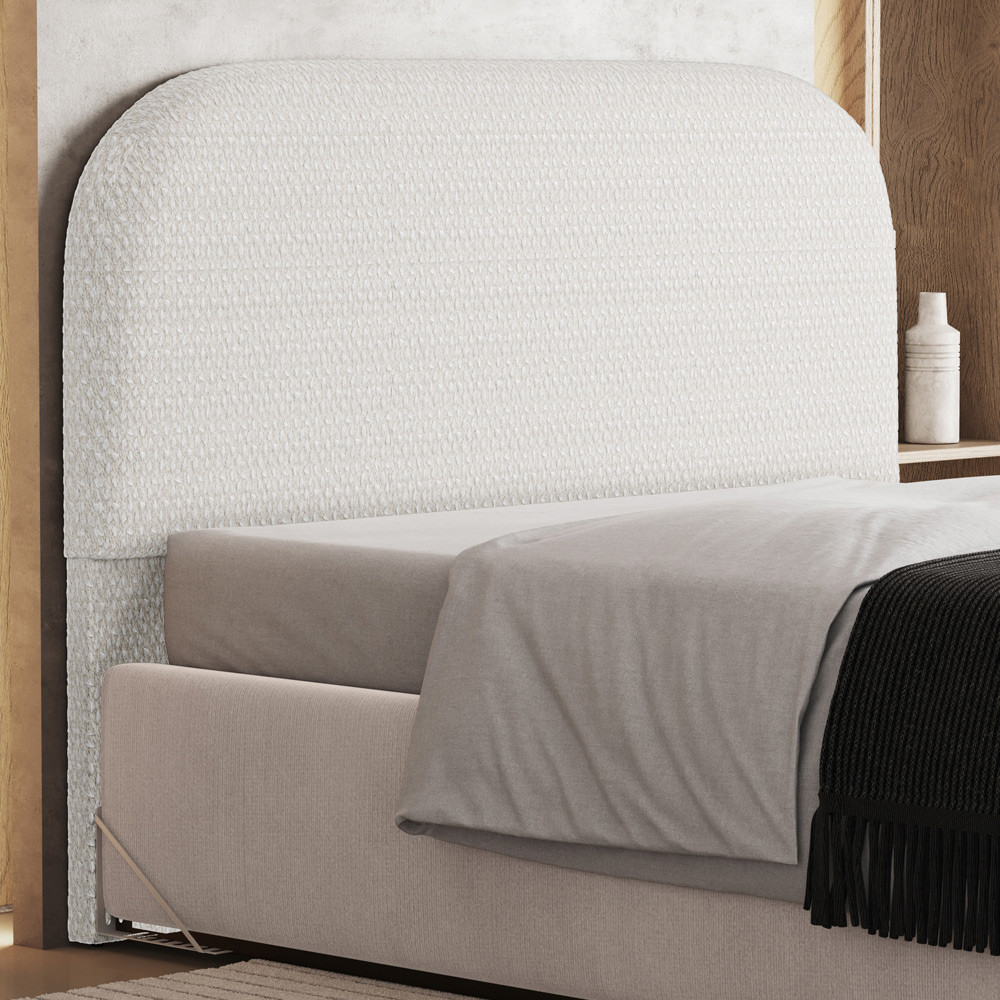 Cabeceira Cama Box Casal 140cm Orgânica Lanna W01 Bouclê Cru - Lyam Decor em Oferta na Shopee