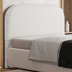 Cabeceira Cama Box Casal 140cm Orgânica Lanna W01 Bouclê Cru - Lyam Decor