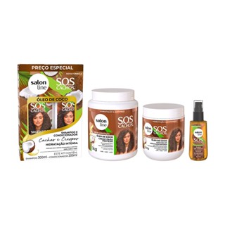 Kit SOS Cachos Coco com Shampoo e Condicionador, Máscara, Óleo e Creme para pentear em Oferta na Shopee