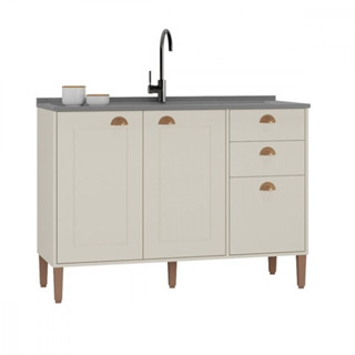 Balcão Sem Tampo 1,20 Tunisia 3 Portas 2 Gavetas Off White e Canelato Atualle em Oferta na Shopee