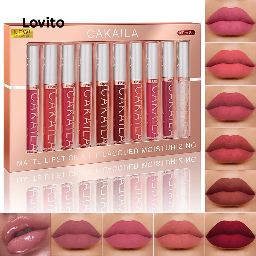 Lovito Brilho Labial Casual Liso À Prova D'Água À Prova De Suor, Não É Fácil De Desbotar Para Mulheres LCS09107 em Oferta na Shopee