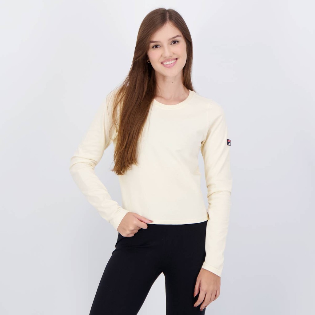 Cropped Fila F-Box Manga Longa Feminina Bege - Women Clothes