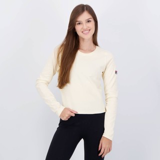 Cropped Fila F-Box Manga Longa Feminina Bege em Oferta na Shopee