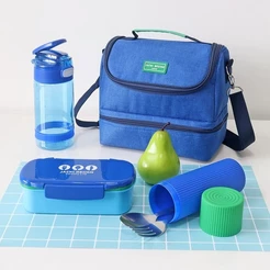 Conjunto Lancheira térmica, Pote p/ lanche com garrafa e Porta Acessórios Multi-uso - Jacki Design