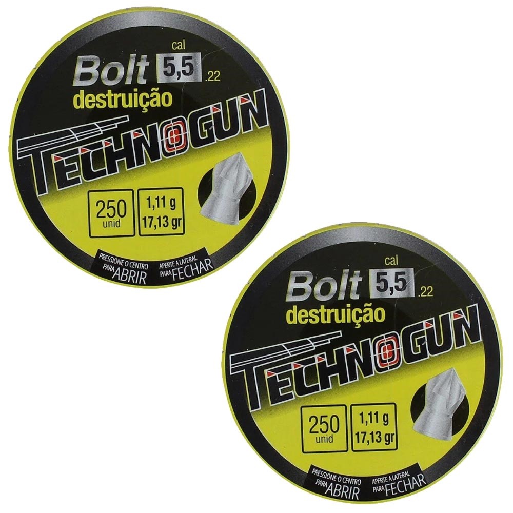 Kit 2 Chumbinho Bolt 5.5mm 250un - Technogun em Oferta na Shopee