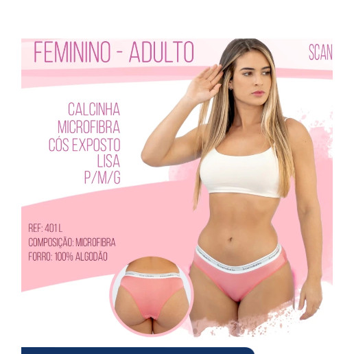 Kit 10 Calcinhas Microfibra Confort Tanga Cós Exposto Lisa / Estampada