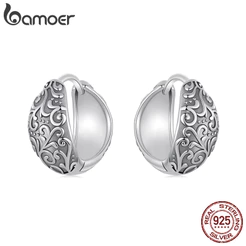Brincos De Prata Esterlina 925 Bamoer Moda Padrão Design Joias Presente Feminino
