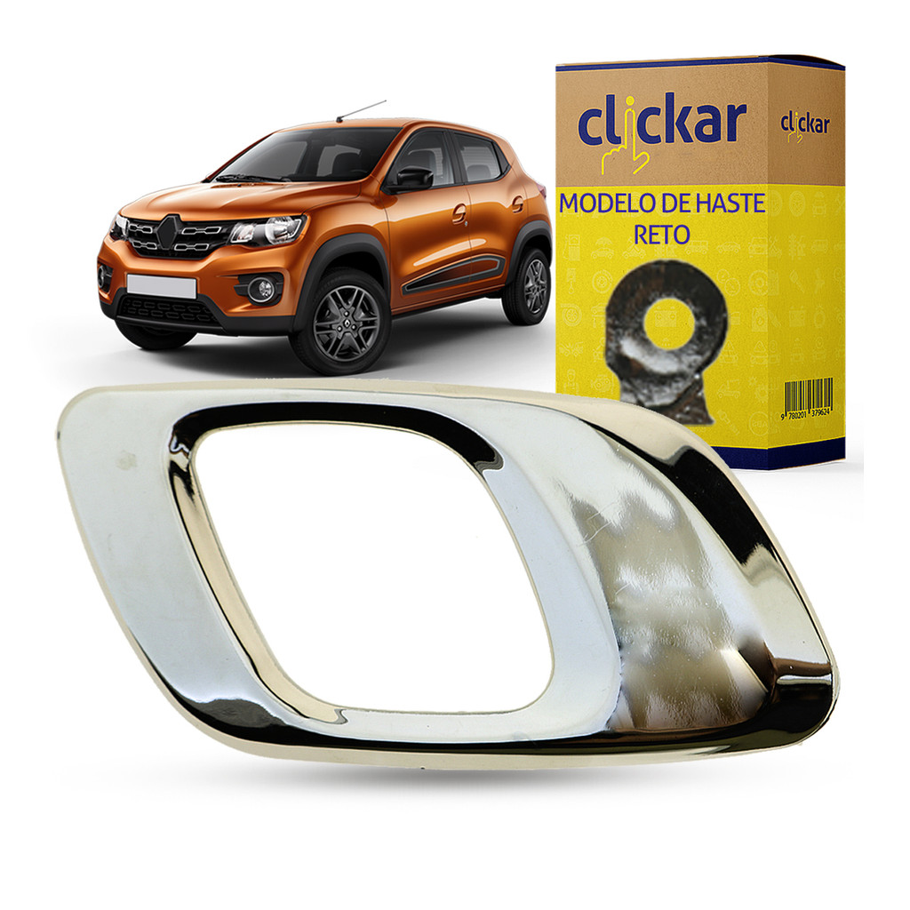 Gatilho Maçaneta Interna da Porta Dianteira Traseira Cromada Haste Reta Renault Kwid 2016 2017 2018 2019 2020 2021
