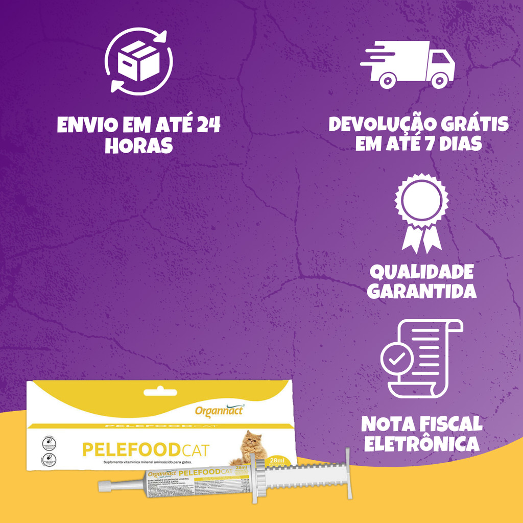 Kit 2 PeleFood Cat Suplemento Organnact - Seringa 34g — imagem 2 de 2