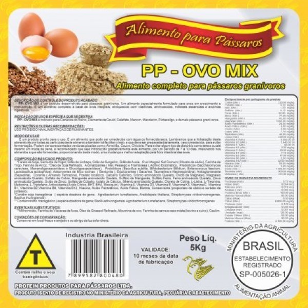 Ração para canarios PP - OVO MIX 5 kgs