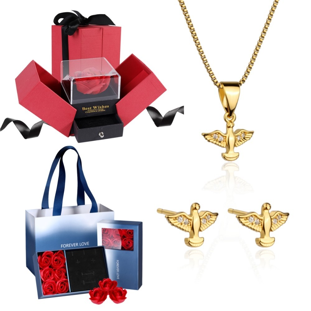 Kit Colar Brincos Feminino Elegante Pássaro Banhado A Our 18k Caixa de Presente Para Melhor Amiga em Oferta na Shopee