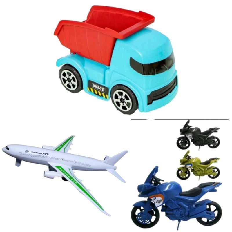 KIT 3 BRINQUEDOS SENDO 1Caminhão Com Caçamba  Altimar+MOTO MULTISTRADA ENDURANCE GS1000 +Avião À Fricção 19CM