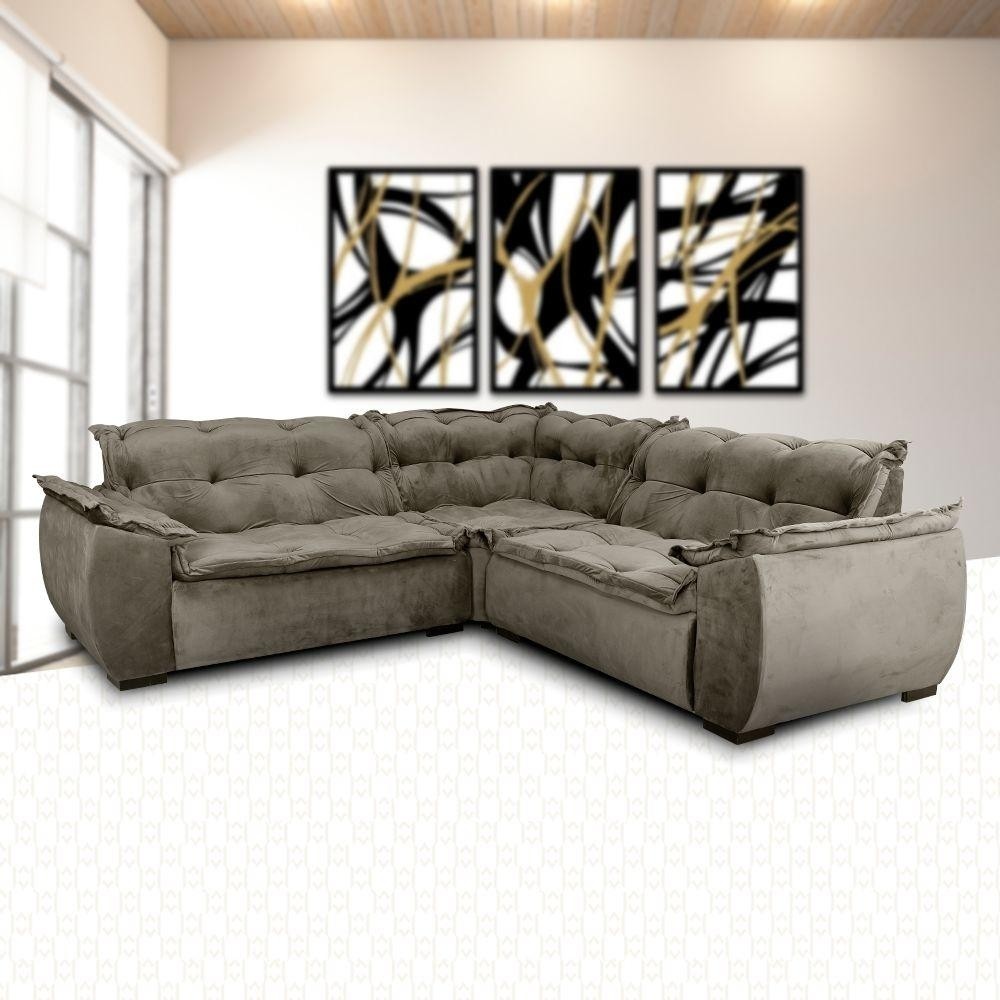 Sofá de Canto 3x2 Lugares Capuccino Home Plus Marquês
