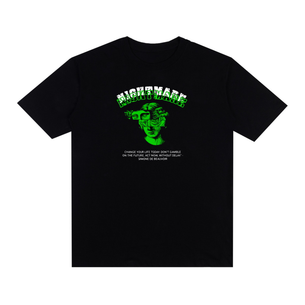Camiseta Streetwear Nightmare Estampada Camiseta Oversized Algodão Personalizada Custom