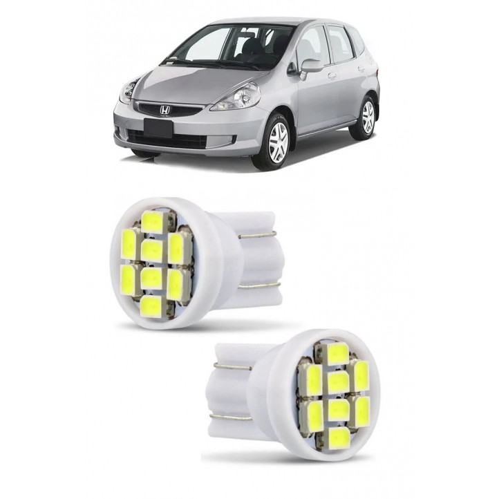 Par Lampada Pingo T10 8 LED Fit Farol Teto Placa 5w