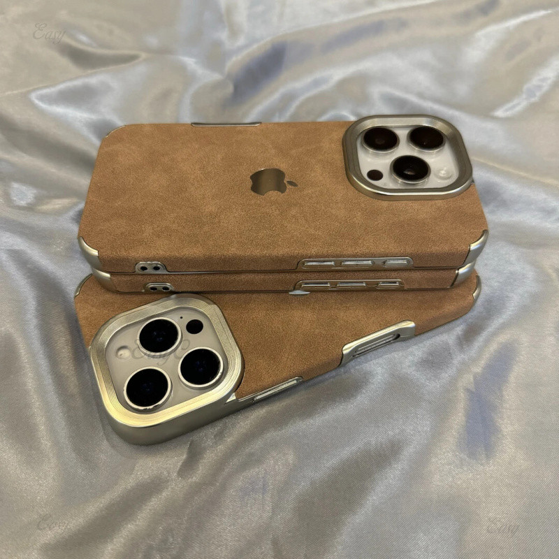 Capa De Telefone Banhada A Camurça Cáqui Para iPhone 16 15 14 13 12 Pro Max 11 14 15 16 plus TPU Macia anti-Queda E Tras em Oferta na Shopee