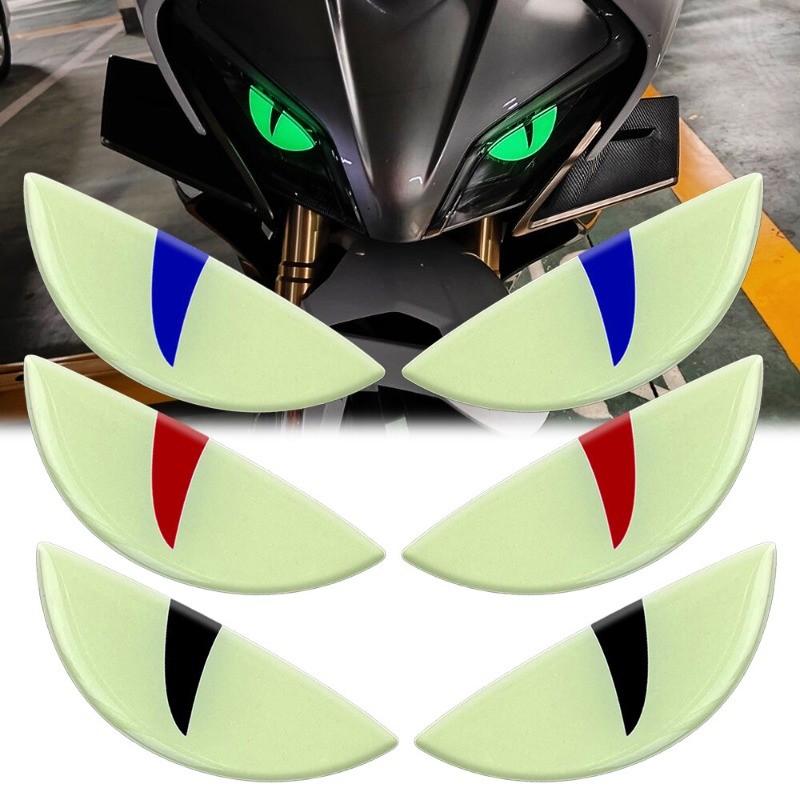 Adesivo Luminoso De Olho De Diabo Para Motocicleta-Decalque Gato 3D Decoração De Aviso De Luz Noturna-Acessórios Decorat