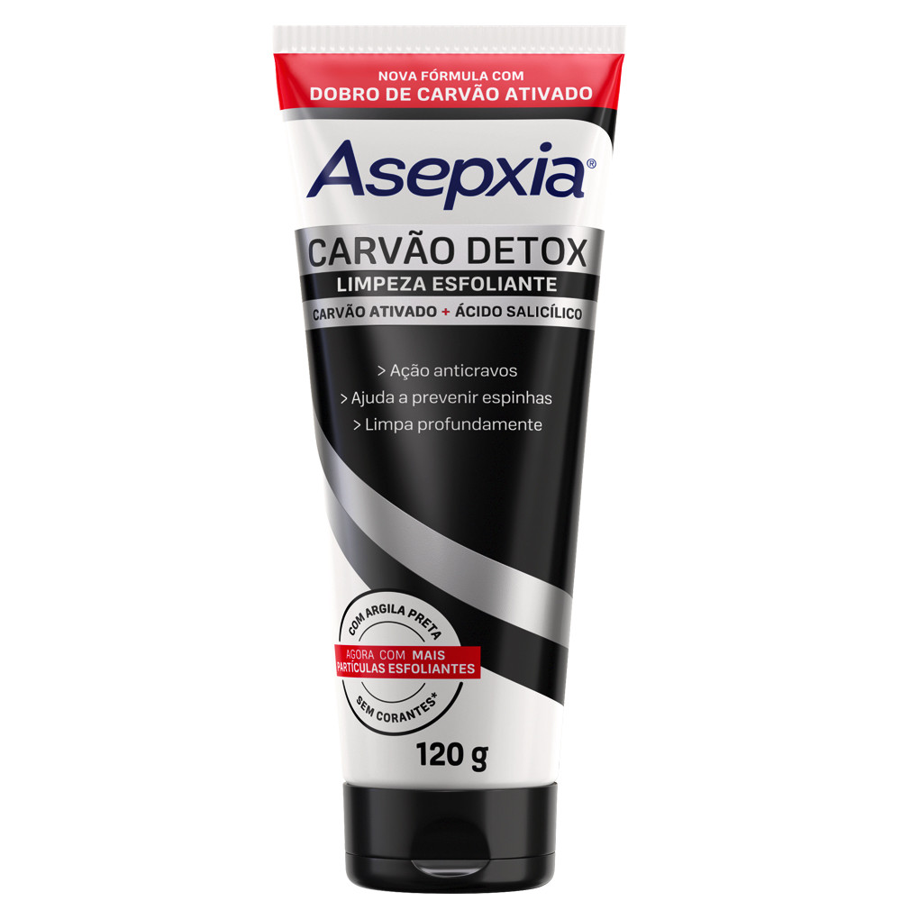 Asepxia Limpeza Esfoliante Carvão Detox 120g - Antiacne e Anticravos