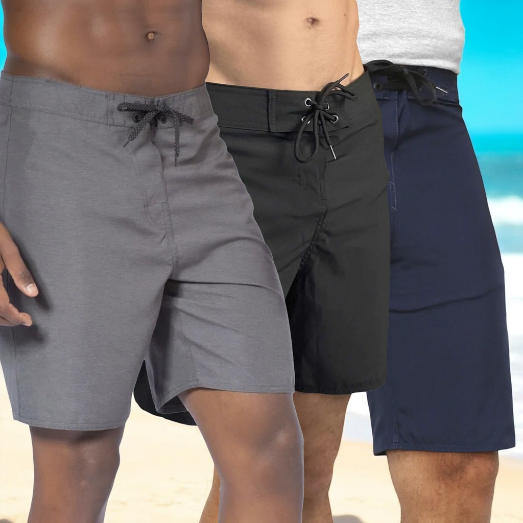 KIT 3 Shorts SURF LISO Mauricinho Bermuda Praia Academia Tactel Verão 1045