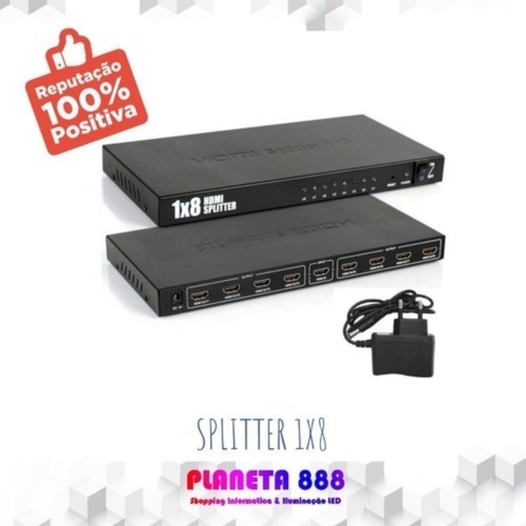 kit 10 Divisor Compatível com HDMI 1.4 Compatível com HDMI Splitter 1 Entrada 8 Saídas 1080p 1x8