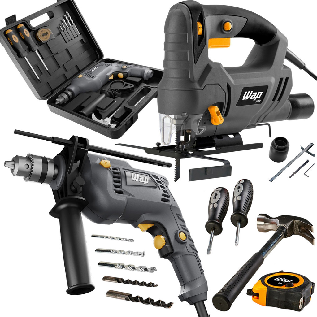 Kit Ferramentas Parafusadeira Furadeira Impacto com Serra Tico Tico Maleta Martelo Broca Wap em Oferta na Shopee