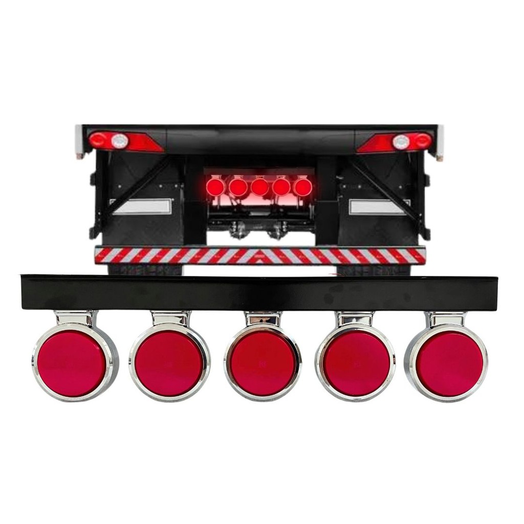 Kit 5 Lanterna Bojuda Foguinho LED Cromada Vermelha Suporte - Automobiles