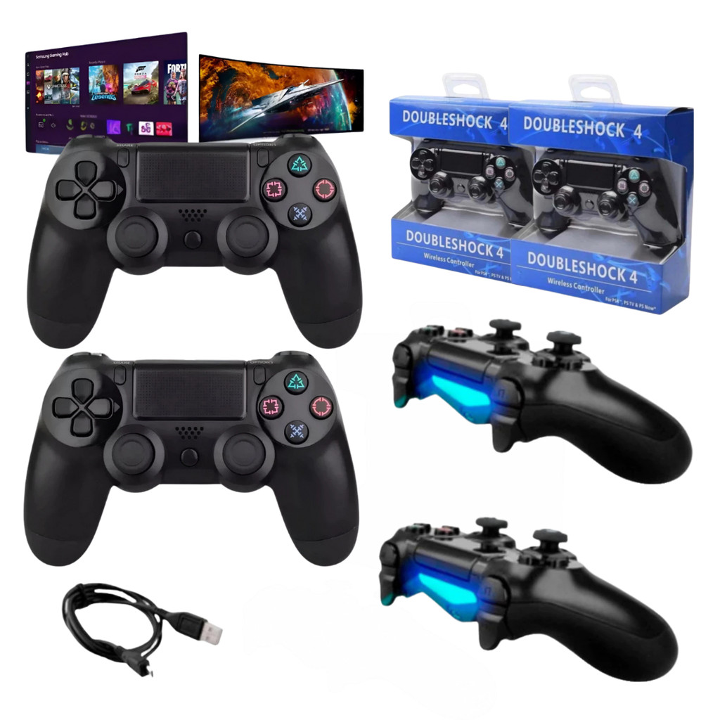 Kit 2 ou 1 Controle compatível com Smart TV  Sem Fio Double shock 4 Manete  Pc Tablet  Cloud Celular em Oferta na Shopee