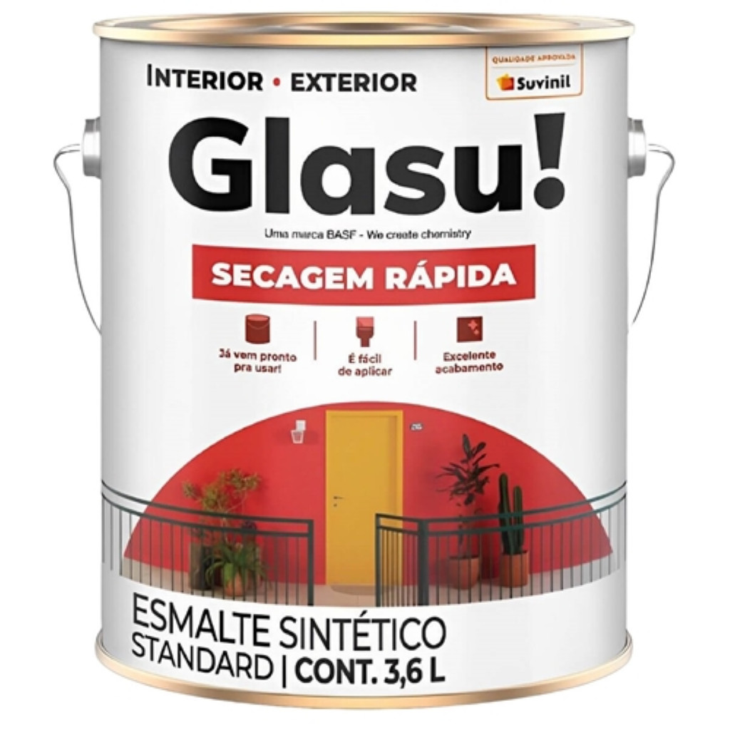 TINTA ESMALTE SINTÉTICO BRILHANTE GLASU! 3,6L VÁRIAS CORES em Oferta na Shopee